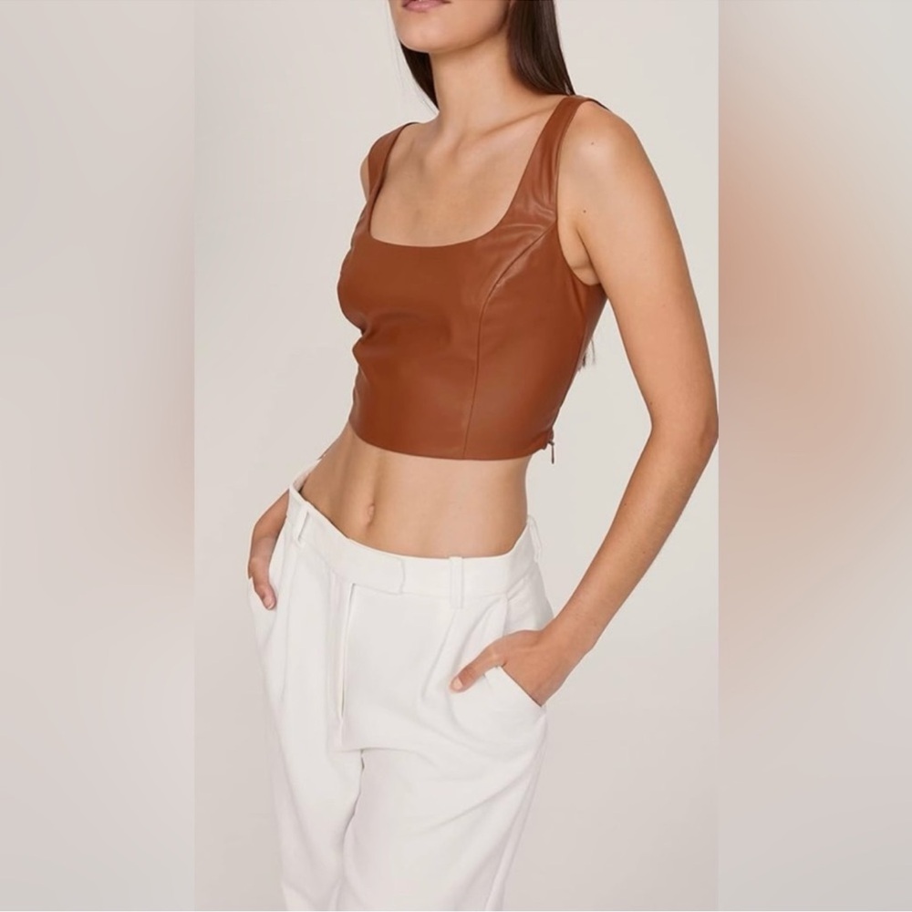 Peter Som Faux Leather Bustier Top, 4